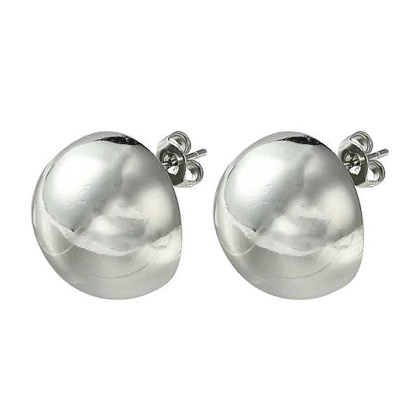 

PandaHall Brass Stud Earrings for Women, Half Round, Platinum, 17mm Brass Half Round