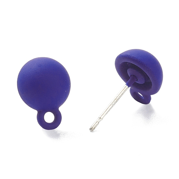 

PandaHall Spray Painted Alloy Stud Earrings Findings, with 925 Sterling Silver Pins and Loops, Half Round, Silver, Purple, 11x8mm, Hole...