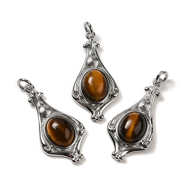 

PandaHall Natural Tiger Eye Pendants, Teardrop Charms with Rack Plating Platinum Tone Brass Findings, Cadmium Free & Lead Free...