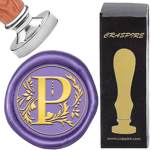 

PandaHall CRASPIRE Letter P Wax Seal Stamp Retro Alphabet Initials Sealing Wax Stamp Classic Vintage 25mm Silver Removable Brass Head Wood...