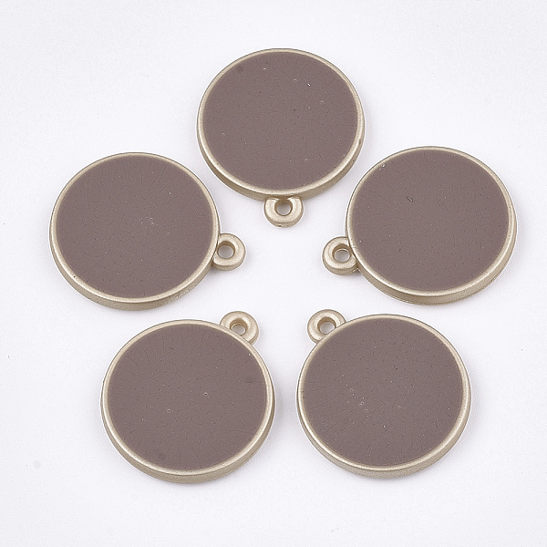 

PandaHall CCB Plastic Pendants, with Enamel, Flat Round, Rosy Brown, 26x22x4mm, Hole: 2mm Plastic Flat Round Brown