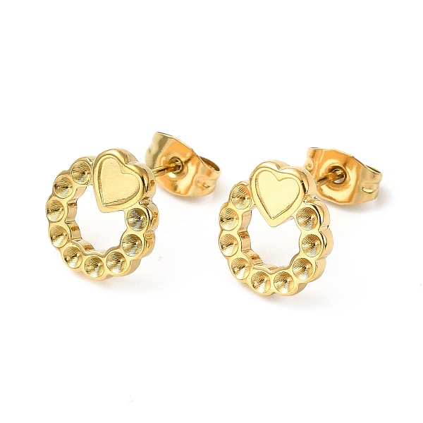 

PandaHall Ion Plating(IP) 304 Stainless Steel Stud Earring Findings, Earring Settings for Rhinestone, Ring with Heart, Real 18K Gold Plated...