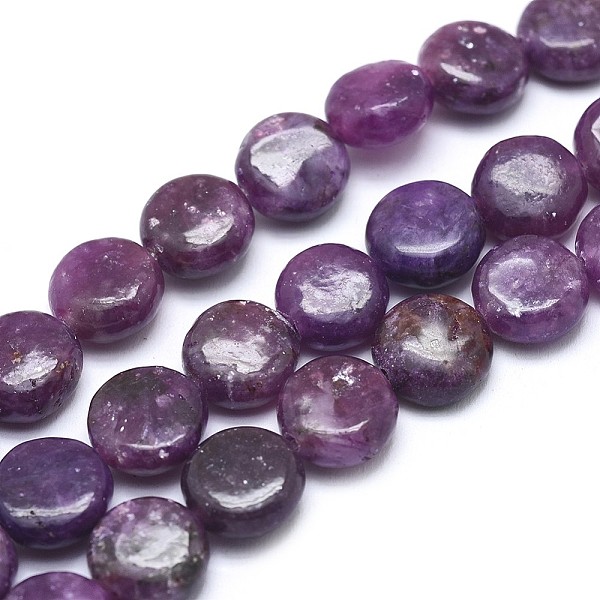 

PandaHall Natural Lepidolite/Purple Mica Stone Beads Strands, Spodumene Beads, Flat Round, 10x4.5~5mm, Hole: 0.8mm, about 41pcs/strand, 15.7...