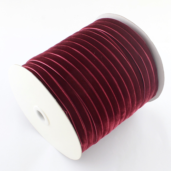 

PandaHall 1/8 inch Single Face Velvet Ribbon, Dark Red, 1/8 inch(3.2mm), about 200yards/roll(182.88m/roll) Velvet None Red