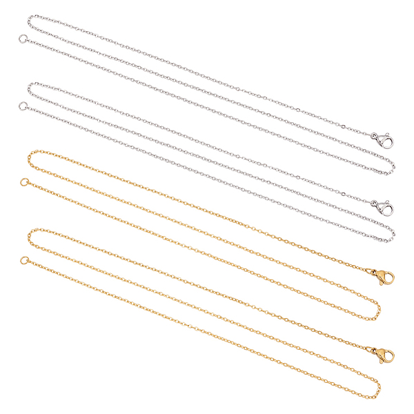 

PandaHall UNICRAFTALE 12pcs 50cm Golden & Stainless Steel Color Cable Chain Stainless Steel Cable Chains 1.5mm Wide Necklace Chain with...