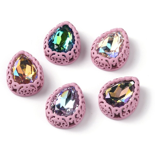 

PandaHall Sew on Rhinestone, Glass Rhinestone, with Brass Findings, Garments Accessories, Teardrop, Mixed Color, Plum, 16x12.5x6.5mm, Hole..., Purple