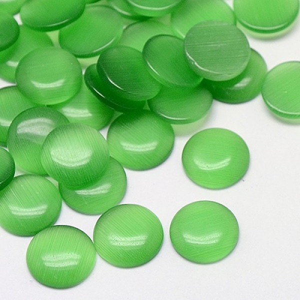 

PandaHall Cat Eye Cabochons, Half Round, Medium Sea Green, 16x3mm Glass Half Round Green