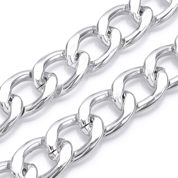 

PandaHall Aluminum Curb Chains, Diamond Cut Cuban Link Chains, Unwelded, Silver, 21.5x15x3.5mm Aluminum