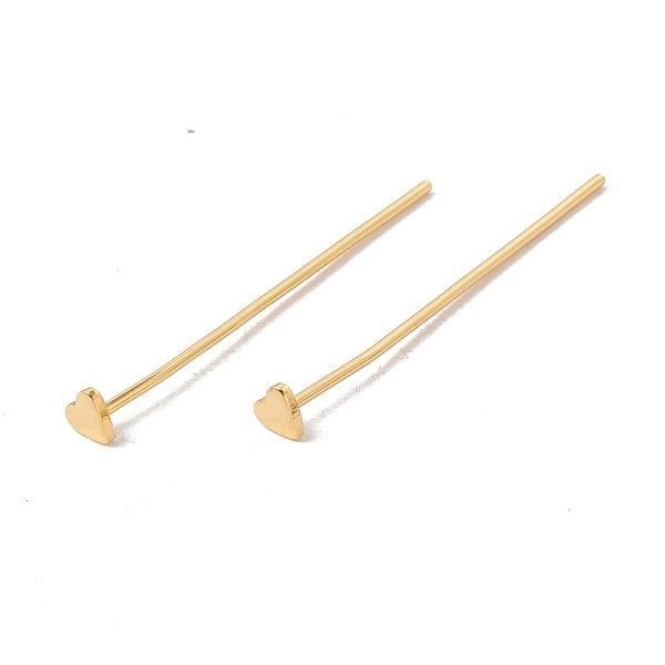 

PandaHall Brass Heart Head Pins, Golden, 30mm, Pin: 21 Gauge(0.7mm), Heart: 3x3mm Brass