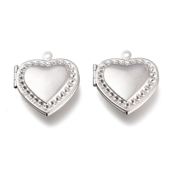 

PandaHall 316 Stainless Steel Locket Pendants, Photo Frame Charms for Necklaces, Heart, Stainless Steel Color, 23.5x21x5.5mm, Hole: 1.4mm...