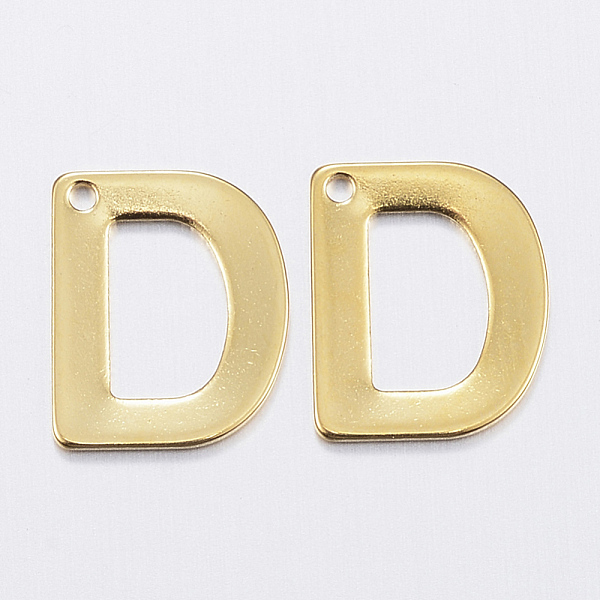 

PandaHall 304 Stainless Steel Charms, Letter.D, Real 18K Gold Plated, 11x9x0.8mm, Hole: 1mm 304 Stainless Steel Letter