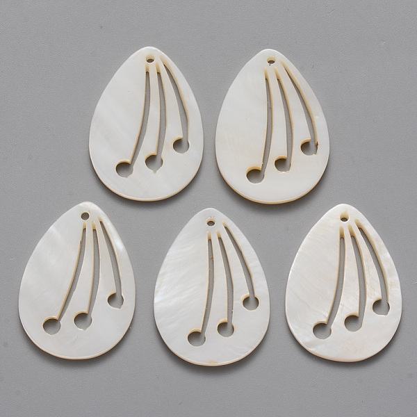 

PandaHall Natural Freshwater Shell Pendants, Teardrop, Seashell Color, 29x21x2mm, Hole: 1.4mm Freshwater Shell Teardrop