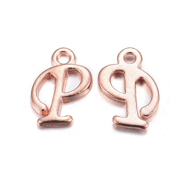 

PandaHall Rose Gold Plated Alloy Letter Pendants, Rack Plating, Cadmium Free & Lead Free, Rose Gold, 14x8x2mm, Hole: 1.5mm Alloy Letter
