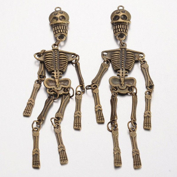 

PandaHall Human Skeleton Tibetan Style Alloy Big Pendants, Lead Free & Nickel Free & Cadmium Free, Antique Bronze, 99x22x5mm, Hole: 1.7mm...