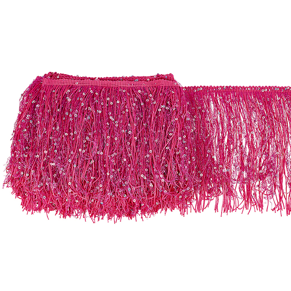 

PandaHall BENECREAT 5M Paillette Tassel Polyester Ribbon Trim, Clothes Accessories, Camellia, 7-7/8 inch(200mm), about 5.47 Yards(5m)/Bag..., Pink