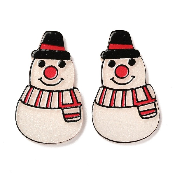 

PandaHall Christmas Themed Acrylic Cabochons, Snowman, Antique White, 33x19.5x2.5mm Acrylic Snowman