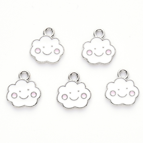 

PandaHall Alloy Enamel Charms, Cloud, with Smile Face, Platinum, White, 13x12x1mm, Hole: 1.8mm Alloy+Enamel Cloud White