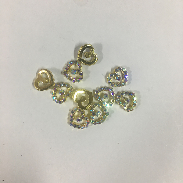 

PandaHall Alloy Rhinestone Cabochons, Nail Art Decoration Accessories, Cadmium Free & Lead Free, Heart, Golden, Crystal AB, 7x8x3mm..., Clear