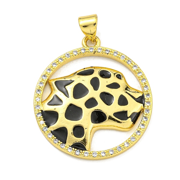 

PandaHall Brass Micro Pave Cubic Zirconia Pendants, with Enamel, Leopard Charms, Real 18K Gold Plated, 27x24.5x2mm, Hole: 4x3.5mm..., Clear