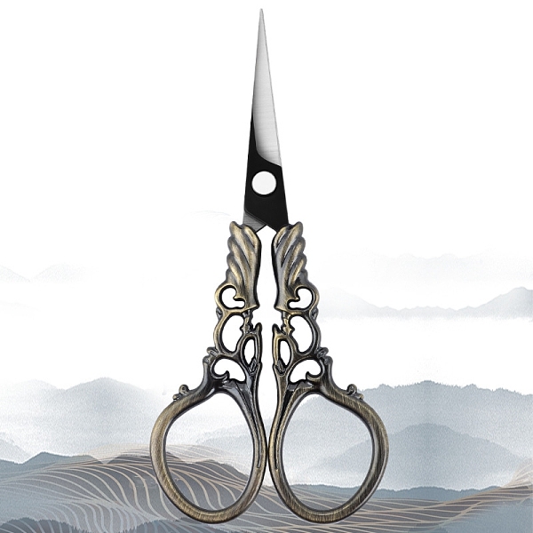 

PandaHall Stainless Steel Scissors, Embroidery Scissors, Sewing Scissors, with Zinc Alloy Handle, Hollow, Antique Bronze, 114x52mm Stainless...
