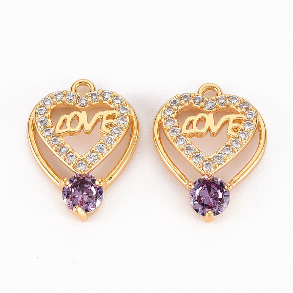 

PandaHall Brass Micro Pave Colorful Cubic Zirconia Pendants, Heart with Love, Real 18K Gold Plated, 18.5x14x5.5mm, Hole: 1.6mm Brass+Cubic...
