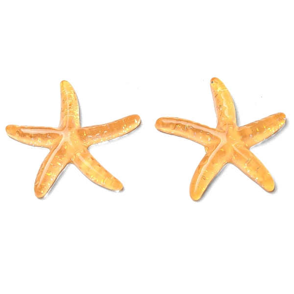 

PandaHall Translucent Resin Sea Animal Cabochons, Glitter Starfish, Orange, 37x39x6mm Resin Starfish Orange