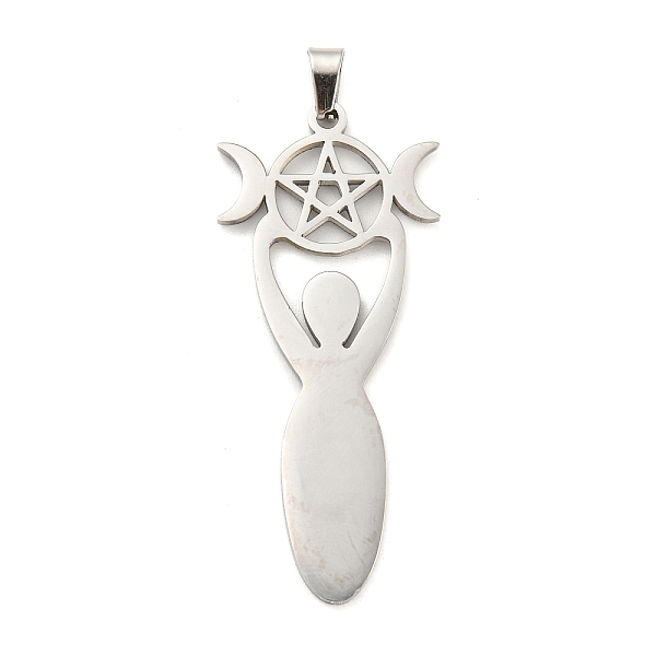 

PandaHall 304 Stainless Steel Pendants, Wiccan Triple Moon Pentagram Charm, Stainless Steel Color, 45x20x2mm, Hole: 5x3mm 304 Stainless...