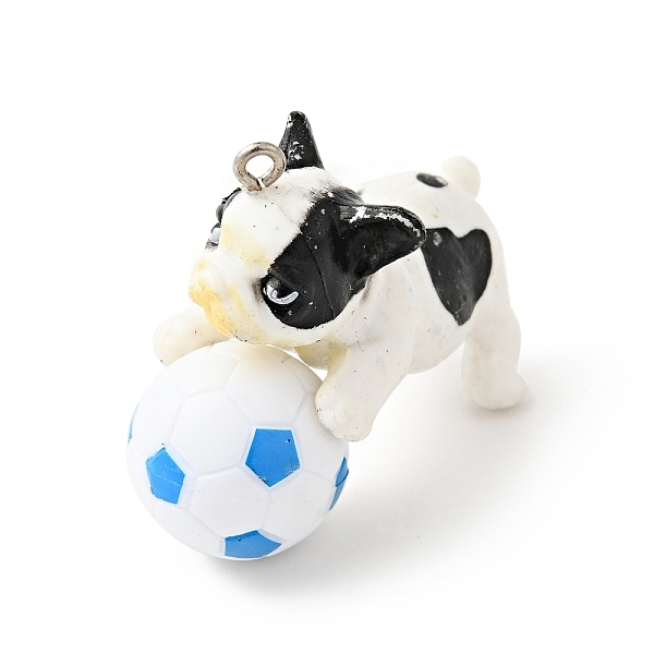 

PandaHall PVC Plastic Cartoon Pendants, with Platinum Tone Iron Loops, for DIY Keychain Making, Dog Charms, Football Pattern..., White