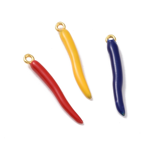 

PandaHall Alloy Enamel Pendants, Cadmium Free & Lead Free, Horn of Plenty, Italian Horn Cornicello, Golden, Mixed Color, 24x3x3mm, Hole..., Multicolor