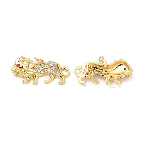

PandaHall Brass Micro Pave Cubic Zirconia Pendants, with Jump Ring, Lion Charm, Golden, Clear, 13x27.5x4mm, Hole: 3mm Brass+Cubic Zirconia...