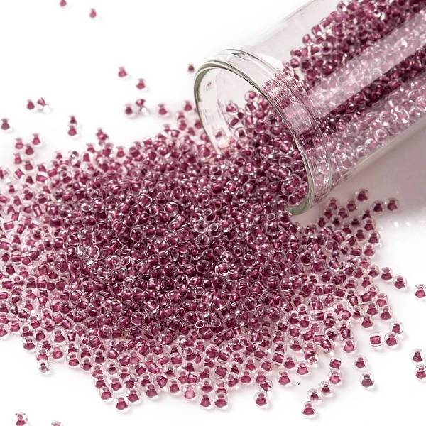 

PandaHall TOHO Round Seed Beads, Japanese Seed Beads, (1015) Blush Lined Crystal, 11/0, 2.2mm, Hole: 0.8mm, about 1110pcs/10g Glass Pink