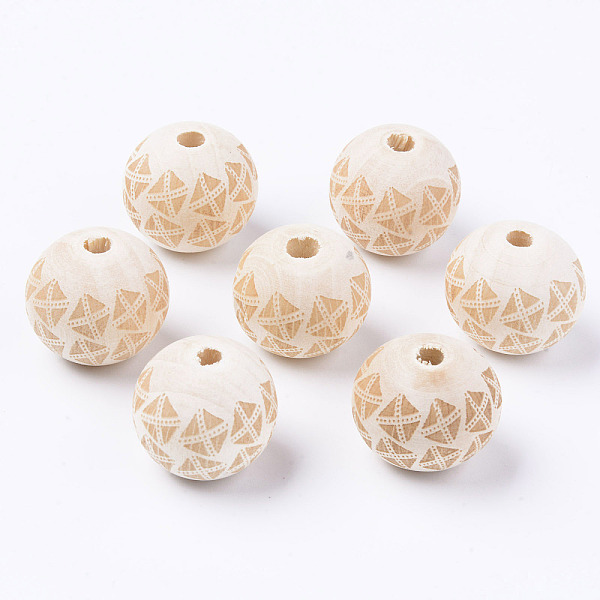 

PandaHall Unfinished Natural Wood European Beads, Large Hole Beads, for DIY Painting Craft, Laser Engraved Pattern, Round, Antique White...