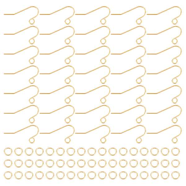 

PandaHall DICOSMETIC 60Pcs Stainless Steel Earring Hooks Gold Color Ear Wire Hooks with 60Pcs Jump Ring for Jewelry Making Supplies DIY...