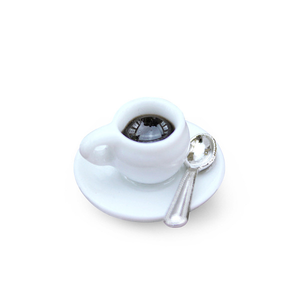 PandaHall Mini Porcelain Coffee Cups with Tray & Spoon, for Dollhouse Accessories, Pretending Prop Decorations, White, 22x14mm Porcelain...