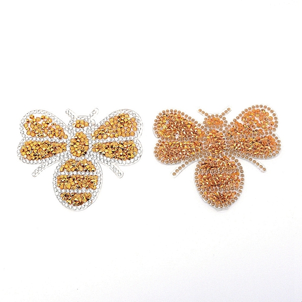 

PandaHall Glitter Hotfix Rhinestone, Hot Melt Adhesive on the Back, Costume Accessories, Bee, Topaz, 68x80x2mm Resin Rhinestone Bees Yellow
