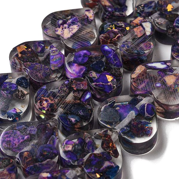 

PandaHall Dyed Natural Imperial Jasper with Resin Beads Strands, Heart, Dark Violet, 14x16x5mm, Hole: 1.2mm, about 13pcs/strand, 6.81 inch...