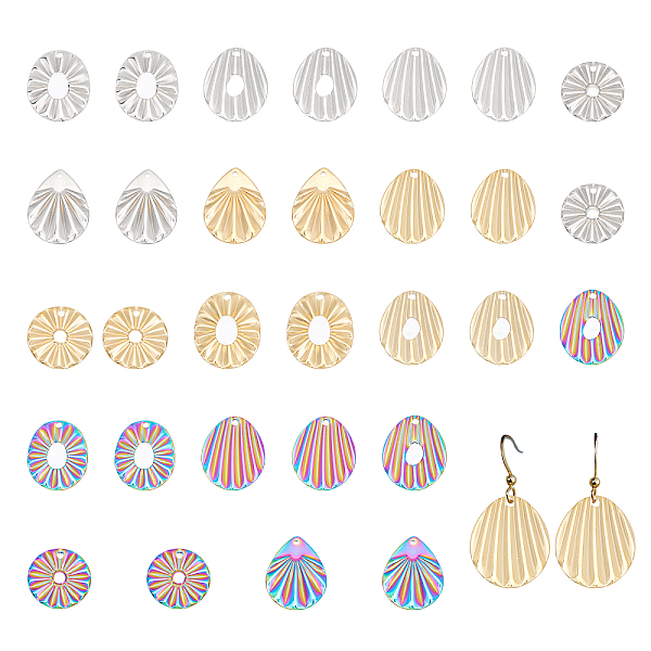 

PandaHall CHGCRAFT 30Pcs 304 Stainless Steel Pendant, Textured Charms, Mixed Shapes, Mixed Color, 18~22x17~18x1mm, Hole: 1.2~1.6mm 304...