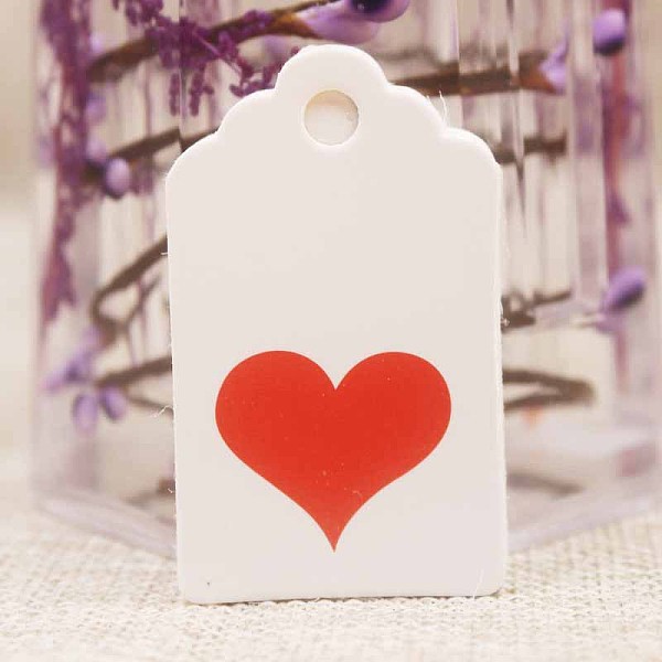 

PandaHall Paper Gift Tags, Hange Tags, For Arts and Crafts, For Wedding, Valentine's Day, Rectangle with Heart Pattern, White, 50x30x0.4mm...