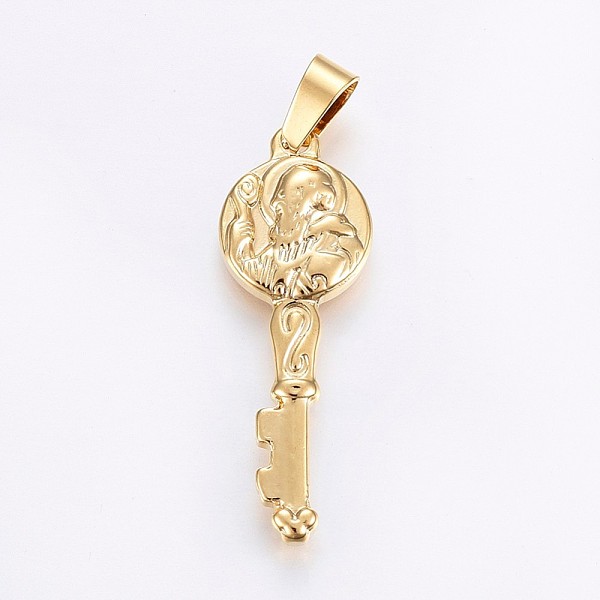 

PandaHall 304 Stainless Steel Pendants, Key with Human, Golden, 35x12.5x3.5mm, Hole: 7x4mm 304 Stainless Steel Key