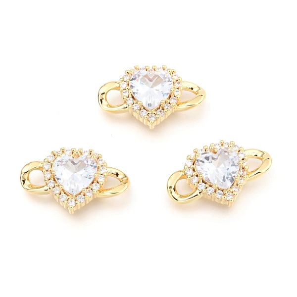 

PandaHall Brass Links Connectors, with Cubic Zirconia, Long-Lasting Plated, Heart, Real 18K Gold Plated, Clear, 12x20x5.5mm, Hole: 3.3x3mm...