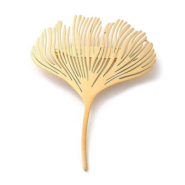 

PandaHall 201 Stainless Steel Brooch for Backpack Clothes, Gingko Leaf, 59x46x1.3mm Stainless Steel Leaf