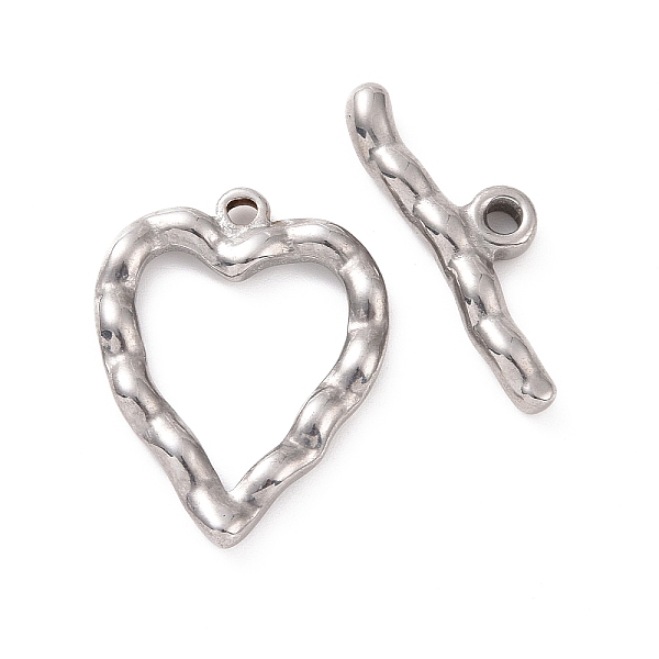 

PandaHall 304 Stainless Steel Toggle Clasps, Wavy Heart, Stainless Steel Color, Heart: 26.5x20.5x3mm, Hole: 1.8mm, Bar: 27x8.5x3.5mm, Hole...