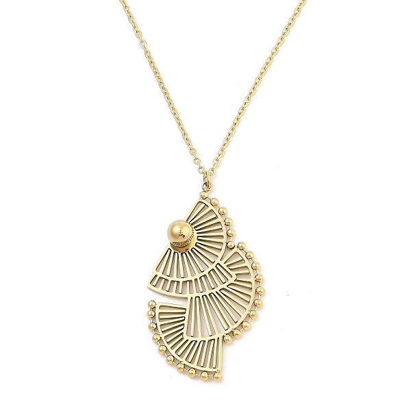 304 Stainless Steel Fan Pendant Cable Chain Necklaces