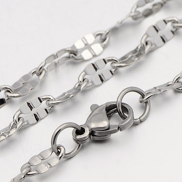 

PandaHall 304 Stainless Steel Dapped Cable Chain Necklaces, with Lobster Claw Clasps, Stainless Steel Color, 23.4 inch(59.4cm), 3.5mm 304...