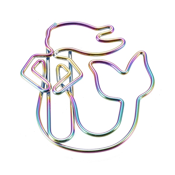 

PandaHall Mermaid Shape Iron Paper Clips, Cute Paper Clips, Funny Bookmark Marking Clips, Rainbow Color, 36x33x3mm Iron Other Animal