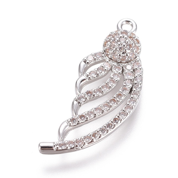 

PandaHall Brass Micro Pave Cubic Zirconia Pendants, Wing, Clear, Platinum, 27x10.5x4mm, Hole: 1.2mm Brass+Cubic Zirconia Wing Clear