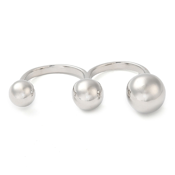 

PandaHall Brass Double Finger Rings, Open Cuff Rings, Round, Platinum, 3mm, Inner Diameter: 16.3mm & 17mm Brass Round