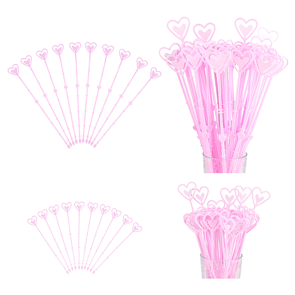 PandaHall AHANDMAKER 120 Pcs Heart Shaped Floral Card Holder, 2 Style Plastic Pink Flower Pick Cards Clip Photos Place Holder Stick for...