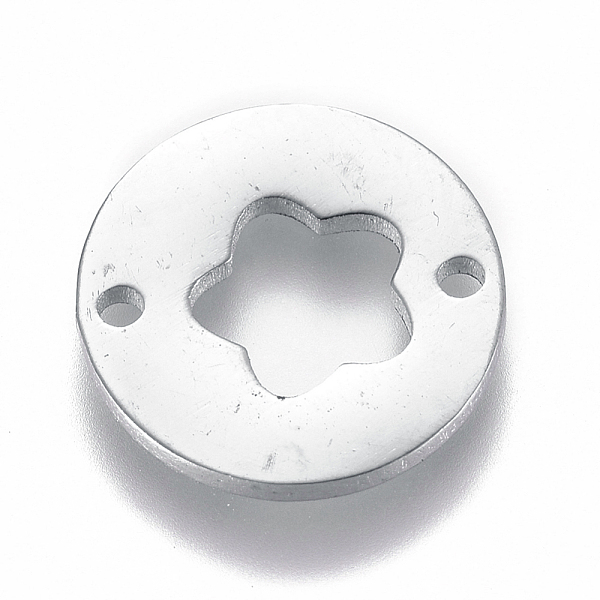 

PandaHall 304 Stainless Steel Links connectors, Flat Round with Flower, Stainless Steel Color, 12x1mm, Hole: 1.2mm 304 Stainless Steel Flat...