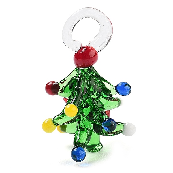 クリスマス用のカラフルな透明な手作りランプワークペンダント